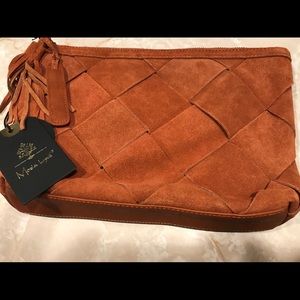 100% Leather Moss Luxe clutch bag * Brand New